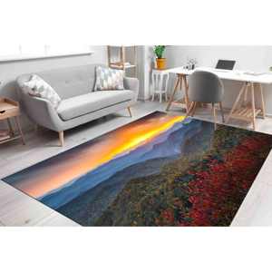 Alfombra con Vista a la Montaña al Atardecer: Decoración Rústica, Apta para Mascotas, Alfombra de Chenilla - Product Image 3