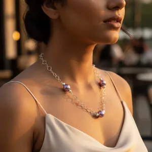 Collier en perles et argent pour femmes, bijoux élégants, idée cadeau - Product Image 1
