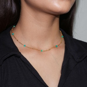 Chaîne de perles en argent sterling 925 faite à la main avec opale verte de 18 pouces pour les mariages ou les cadeaux des femmes - Product Image 3