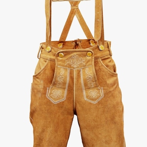 Hot Selling Traditional German Oktoberfest Bavarian Lederhosen Light Color <b>Waxed</b> Leather Shorts For Men Custom Color Vintage - Product Image 4