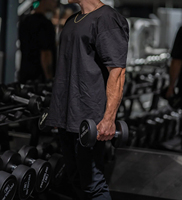 T-shirt de sport surdimensionné pour homme, lavage à l'acide, 100% coton, logo personnalisé, fabrication OEM, vente en gros