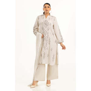 Costume pour femme en jacquard blanc cassé 3 pièces avec décoration boutonnée - Product Image 4