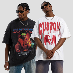 T-shirt OEM 2026 personnalisé avec impression numérique graphique, épaules tombantes, 100 % coton, noir et blanc, épais, coupe ajustée, séchage rapide - Product Image 3