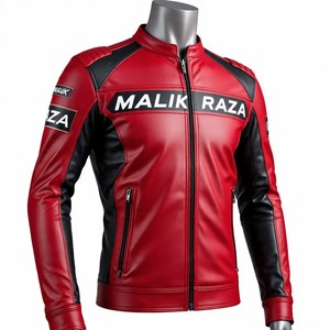 Blouson de motard avec logo personnalisé, protection CE incluse, cuir de vache rouge, vente en gros directe d'usine - Product Image 3