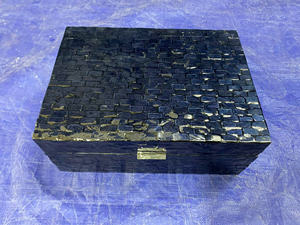 Boîte à bijoux en nacre de luxe faite à la main ensemble 2 organisateurs incrustés personnalisables pour le stockage décoratif à la maison - Product Image 3