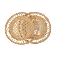 Set de table en rotin tressé à la main, fibre naturelle, design moderne, forme légère, écologique, diamètre 33 cm - Cadeau de mariage ou de pendaison de crémaillère