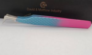 Pinzas para pestañas con punta de fibra en forma de L, aplicador de extensión de acero inoxidable de alta calidad con logotipo personalizado, gran cantidad - Product Image 4