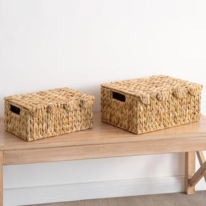 Cajas tejidas a mano de buena calidad, caja de jacinto de agua a precio económico, contenedor para organizar artículos esenciales - Product Image 3