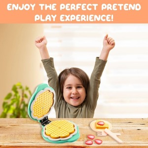 เครื่องทำวาฟเฟิลทำจากไม้สำหรับเด็กเซตเครื่องครัวของเล่นเพื่อการเรียนรู้และพัฒนา - Product Image 4