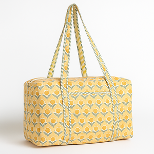 Bolsa de lona de algodón con estampado de bloque de mano deportivo de lujo, bolsa de viaje táctica de gran capacidad, hecha a mano de alta calidad - Product Image 1