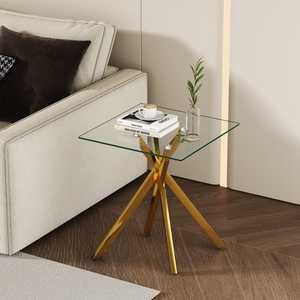 Prenez votre maison au prochain niveau avec une table d'appoint moderne avec des pieds en laiton et un dessus en verre Mini table d'appoint carrée faite à la main d'Inde - Product Image 4
