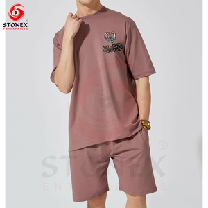 Conjunto de Dos Piezas de Ropa Deportiva para Hombre, Estilo Urbano Otoñal, Personalizado, Transpirable, de Poliéster/Algodón, Camisetas y Pantalones Cortos - Product Image 1