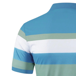 Camiseta de Punto para Hombre, Rayas Azul Cielo, Verde y Blanco, Manga Corta, Transpirable, Secado Rápido, Ligera, Informal, para Golf, Tenis, Verano, Talla XL - Product Image 5