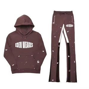Conjunto de chándal de forro polar de algodón transpirable de alta calidad para hombre superventas serigrafiado informal con logotipo personalizado producto al por mayor - Product Image 3