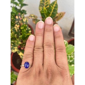 Bague en argent 925 avec lapis-lazuli naturel, plaqué or rose/rhodium/18 carats, en titane, incrustation, cadeau privé sous licence - Product Image 3