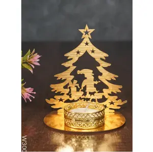 Mini albero di natale in legno di ultimo Design con ornamenti natalizi per il taglio Laser della luce del tè per il supporto della decorazione del Festival