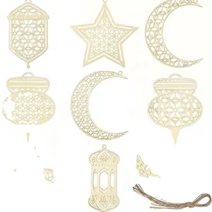 Ramadan Kareem decorazione ornamento taglio Laser appeso forma personalizzata oro argento fornitore all'ingrosso