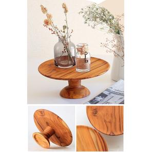 Soporte de pastel de madera maciza hecho a mano con base redonda elegante para mesa de postre de boda y decoración de exhibición de fiesta en casa - Product Image 3