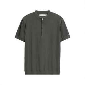 Chemise Homme Luxe Personnalisée à Manches Courtes avec Fermeture Éclair, Logo Brodé, Anti-Boulochage, en Polyester, Impression Numérique de Haute Qualité - Product Image 2