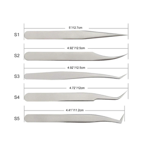 Pinzas para pestañas de acero inoxidable rectas y curvas personalizadas profesionales Precio razonable con punta puntiaguda - Product Image 2