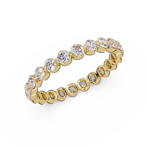 Anillo de boda clásico de oro puro de 14 quilates con diamantes cultivados en laboratorio de corte redondo, banda de eternidad completa, apilable, para aniversario, para mujer. - Product Image 3