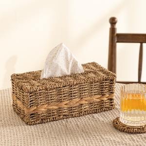 Caja de pañuelos de rafia natural de tamaño personalizado y logotipo cajas de algas marinas tejidas rectangulares al por mayor - Product Image 1