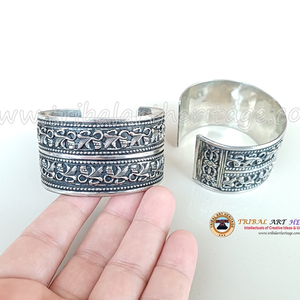 กำไลข้อมือเงินสไตล์เยอรมันทำมือสไตล์โบฮีเมียนชนเผ่าเครื่องประดับสำหรับเทศกาลยอดนิยม - Product Image 3