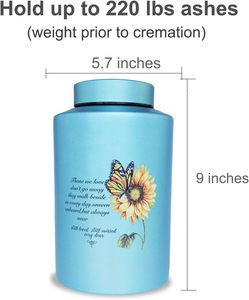 Hermosa urna de metal con diseño de girasol para cenizas masculinas o femeninas adultas, urna decorativa conmemorativa de cremación de hasta 220 libras - Product Image 3