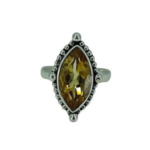 Navya Craft 925 Sterling Silver Boho <b>Statement</b> <b>Ring</b> Citrine Marquise Yellow Gemstone Oval Cut Sizes 4-14 US November Jewelry - Product Image 1