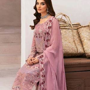 Fina gasa bordada Shalwar Kameez ropa de fiesta de alta calidad para mujeres vestido de adulto de estilo indio y pakistaní - Product Image 1