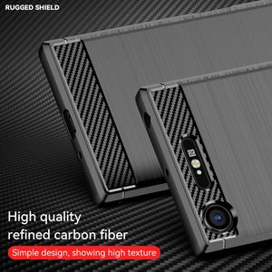 Pour Sony <span class=keywords><strong>Xperia</strong></span> <span class=keywords><strong>XZ1</strong></span> Coque de téléphone en TPU en fibre de carbone à texture brossée - Product Image 3