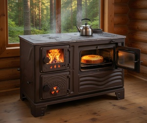 Estufa de Leña Independiente de Hierro Fundido Negro con Horno, Calentador Ecológico Compacto para Sala de Estar, Estufa Rústica - Product Image 1