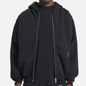 Sweat à capuche thermique d'hiver pour homme 2024, 100 % coton français, de haute qualité, coupe oversize, uni, épais, en polaire, personnalisable - Product Image 5