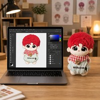 Poupée en peluche de dessin animé aux cheveux roux, en coton PP, figurine douce à collectionner, cadeau de présentation