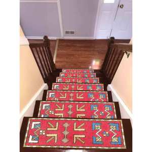 Alfombra con Estampado de Patrones Geométricos, Tapetes Modernos Aztecas Verdes para Escaleras, Goblen - Product Image 5