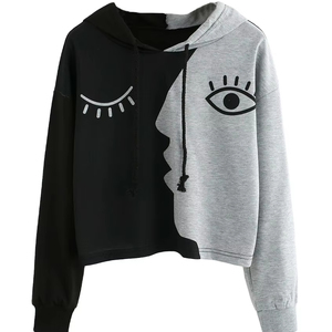 Crop Top <b>Drop</b> Shoulder Hoodies for Women Workout Wear Style Breathable Anti-Wrinkle Crop Top Hoodies for Woman - Product Image 4