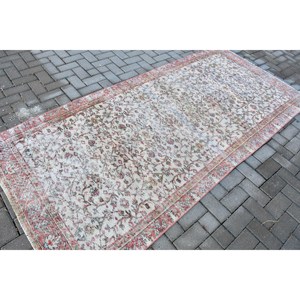 3.9x8.5 ft Turkish Rug, Vintage Rug, <b>Red</b> Plants & trees <b>Wool</b> Rug - Product Image 2