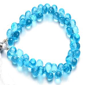 Calidad súper fina, Topacio azul cielo, cuarzo hidráulico facetado, 8mm aprox. Forma de cebolla Briolette 8 pulgadas Full Strand Stone Beads - Product Image 4