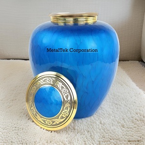 Manteau en émail bleu français urnes funéraires en métal en aluminium et souvenir Style adulte restes humains cendres funéraires incinérées urne et pot en métal - Product Image 5