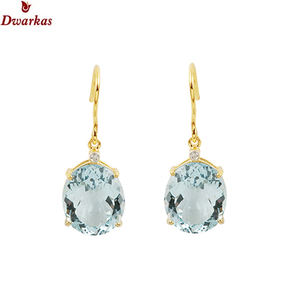 Pendientes de Alta Calidad en Plata de Ley 925 con Aguamarina y Múltiples Piedras Preciosas, Bañados en Oro, Pendientes Largos de Moda - Product Image 1