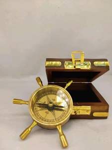 Brújula de reloj de sol de latón del oeste de Londres, brújula de trabajo marina, pantalla de puntero de cuerpo de madera para acampar al aire libre - Product Image 3