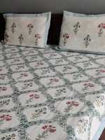 Parure de draps en coton 100% premium, imprimée à la main, respirante, pour toutes les saisons, motif floral, textile de maison