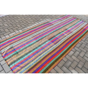 Vintage 4.5x10.5 ft Rug, Kilim Turkish Rug, <b>Red</b> Floral Rug <b>Wool</b> - Product Image 2