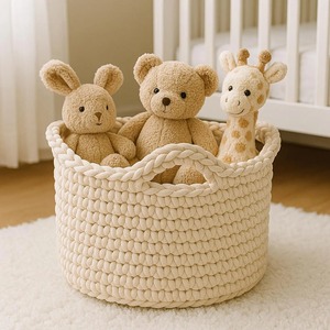 Panier en macramé rouge fait à la main, solution de rangement élégante pour l'organisation de la maison, la décoration, la salle de jeux et l'utilisation de la coiffeuse, en provenance d'Inde - Product Image 2