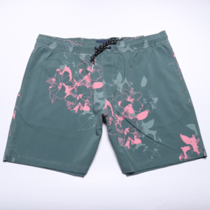 Shorts de bain pour hommes à séchage rapide, imprimé floral rose beige, avec cordon de serrage, décontractés - Product Image 4