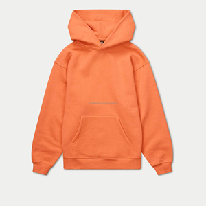 Sudadera con capucha naranja para hombre, lisa, de forro polar, personalizable, estilo urbano, hombros caídos, informal, marca privada - Product Image 4