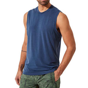 Camiseta sin mangas de algodón 100% tejida estilo vintage, diseño de logotipo personalizado, secado rápido, ropa deportiva para hombre. - Product Image 1