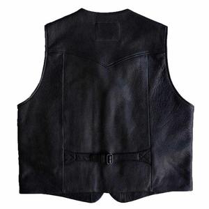 Chaleco de cuero con cuello en V 100% de calidad superior para hombre nuevo estilo al por mayor estilo occidental con decoración de botones montar en moto de invierno - Product Image 2
