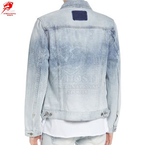 เสื้อแจ็คเก็ตยีนส์ผู้ชายสีซีดทรงปกติ ปกเสื้อพับได้ สไตล์ลำลอง ผ้าฝ้าย ติดกระดุมหน้าแบบแถวเดียว - Product Image 3