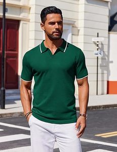 Polo rayé pour hommes tissu haut de gamme décontracté Streetwear mode polo à manches courtes prix d'usine OEM 2025 - Product Image 2